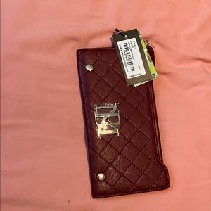 Badgley Mischka Burgundy Quilted Wallet